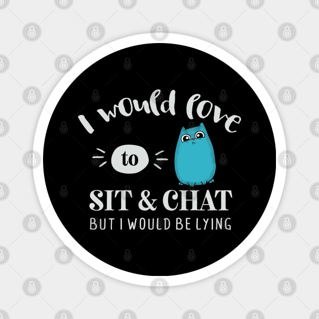 Love to Chat Lying Cute Cat Magnet by Wanderer Bat